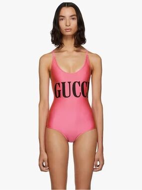 Gucci Hot Pink Logo One-Piece Swimsuit | Size S